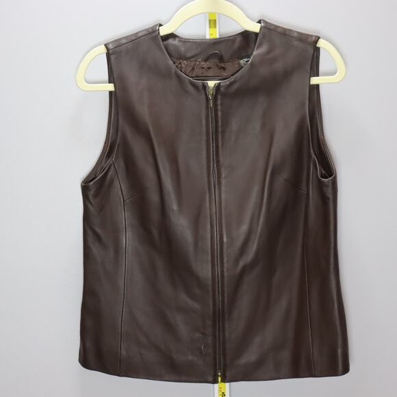 Valerie by Valerie Stevens Brown Leather Zip Front Vest Size M - Picture 1 of 4
